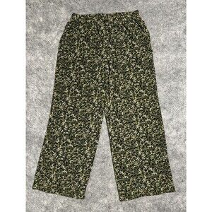 MICHAEL Michael Kors  Floral Wide Leg Pants Womens' M Green Gaucho Palazzo Crop